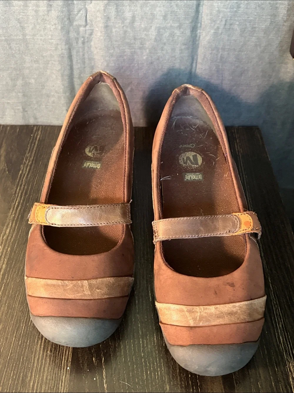 Merrell Brown Mary Jane Casual Flats with Tan Accents